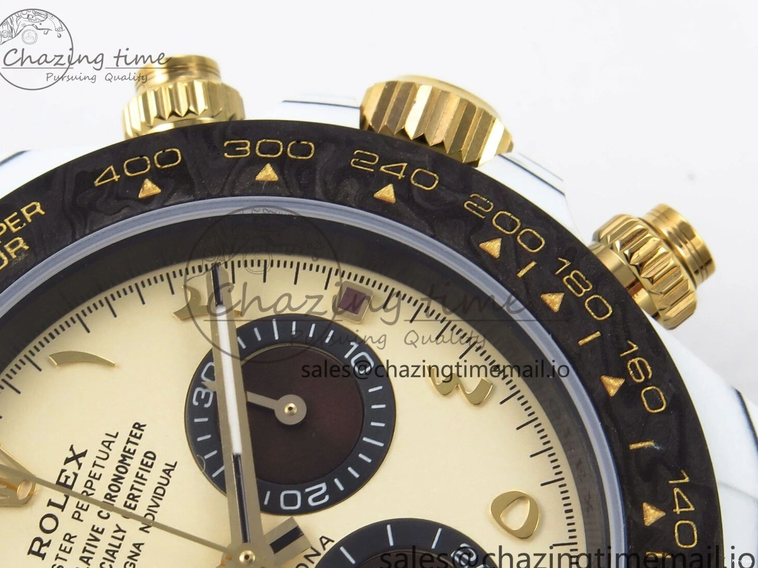 MiroTime 0118 Refined Daytona DIW “DESERT EAGLE”  White Carbon DIWF 1:1 Best Edition Cream Brown Dial on Brown Nylon Strap SH 1074